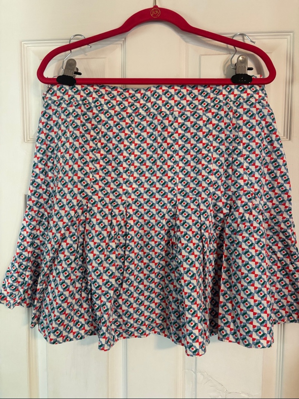 Maeve By Anthropologie Women’s Skirt14 White Blue Green Red A Line Pleated Lined - Picture 4 of 4